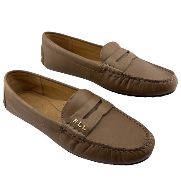 Lauren Ralph Lauren Shoes - Lauren Ralph Lauren Women's Belen Porcini Leather Drivers Flats Loafers 7 B NWB